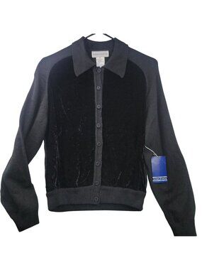 Vintage Robert Scott Ltd Wool Cardigan XL Black Whimsygoth Minimalist Capsule